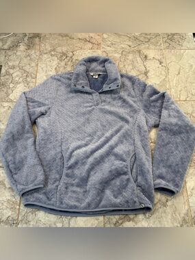 Eddie Bauer Women's Size M Blue Quarter Button Up Fleece